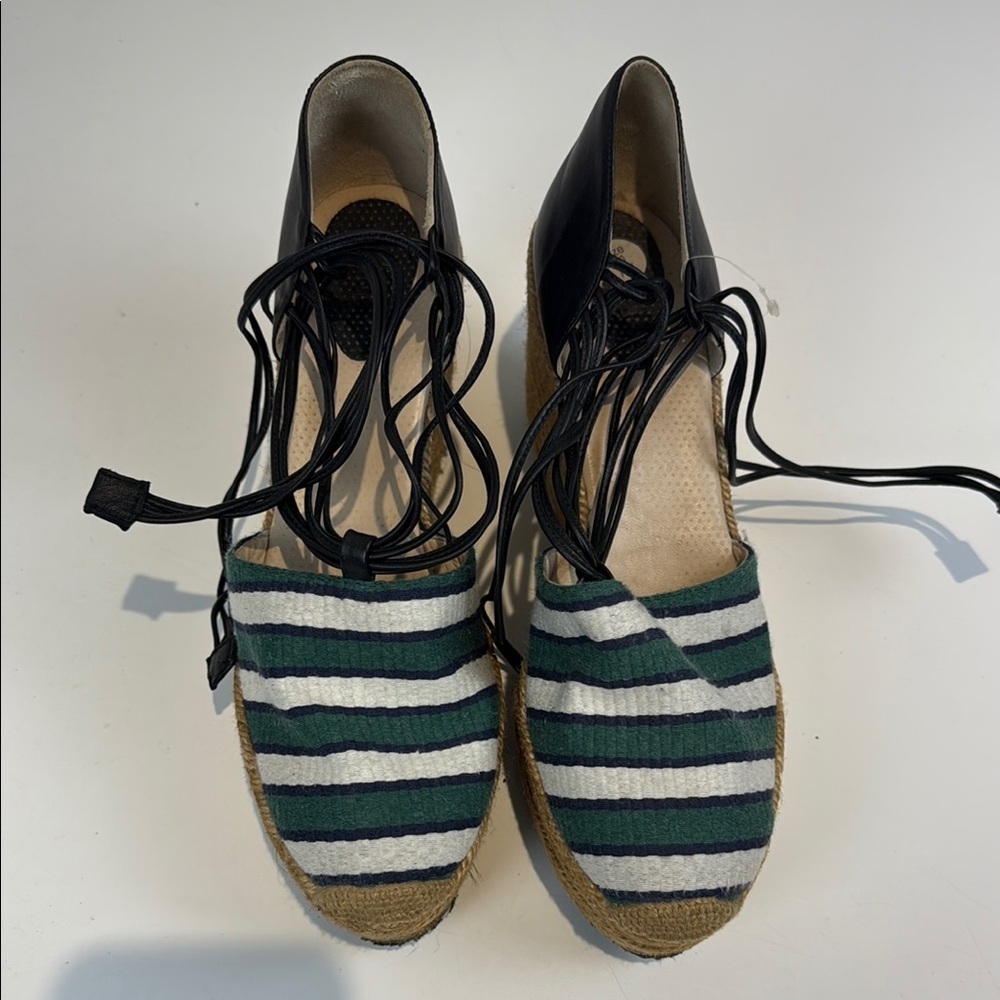 Chloe Women’s Green and Blue Espadrilles with Canvas Upper